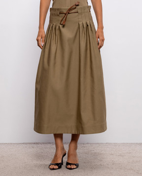 Max Mara Юбка TEMPIO цвета хаки с поясом MXMTEMPIO
