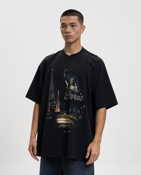 Vetements Чорна футболка Paris ME76TR244Bm