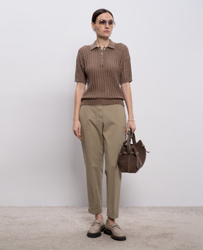 Peserico Коричневе ажурне поло з паєтками A99081F0509110