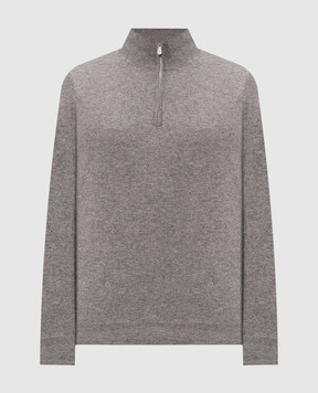Brunello Cucinelli Сірий джемпер з кашеміру з блискавкою M2200124