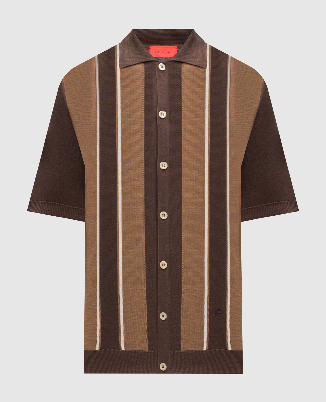 

Коричневая рубашка из шелка в полоску, Коричневый, Рубашки