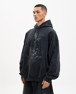 Vetements Чорне худі з принтом ME76HD192BX