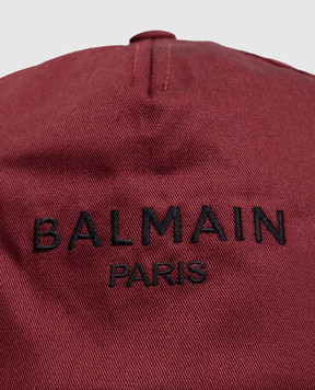 Balmain Дитяча бордова кепка з вишивкою логотипа BZ0I47Z1053