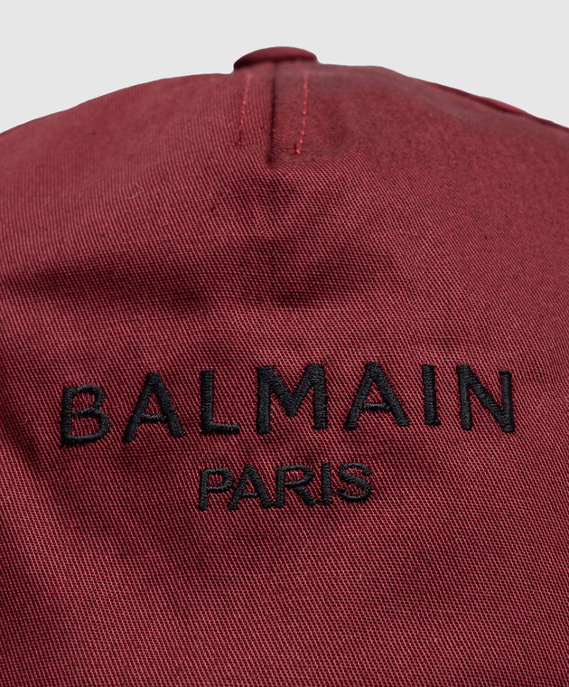 Balmain Детская бордовая кепка с вышивкой логотипа BZ0I47Z1053 изображение 3