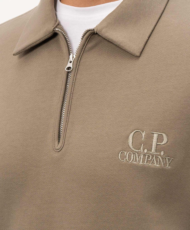 C.P. Company Свитшот-поло цвета хаки с вышивкой логотипа MSS026A005086W изображение 5