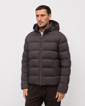Herno Коричневий стьобаний пуховик з логотипом PI001181U12456Z
