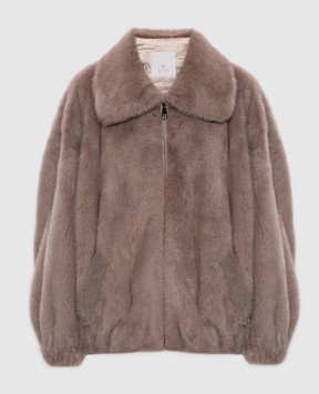 Rindi Бежева шуба з хутра норки з відкладним коміром 164VS025