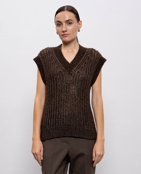 Peserico Коричневий жилет з вовною альпаки S99396F0309216