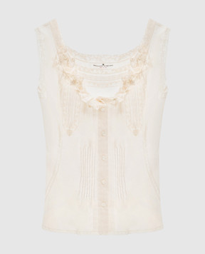 Ermanno Scervino Бежевий топ з мереживом D482L300APJBN