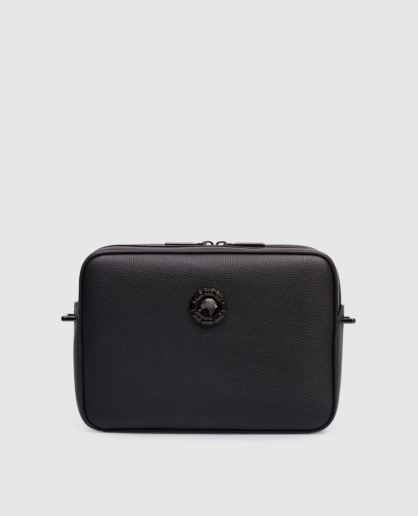 Черная кожаная сумка с логотипом логотип