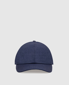 Bertolo Cashmere Синяя кепка из льна с эмблемой 3012494