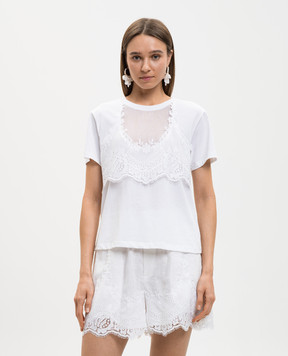 Twinset Белая футболка с кружевом 261TT2490