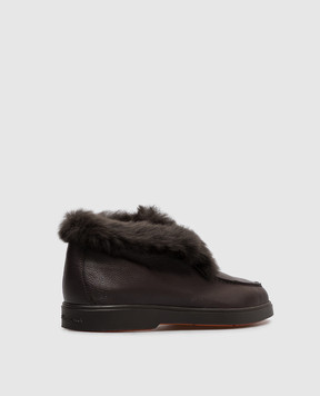 Santoni Коричневые кожаные дезерты на меху WUYA59712DKTAWKP
