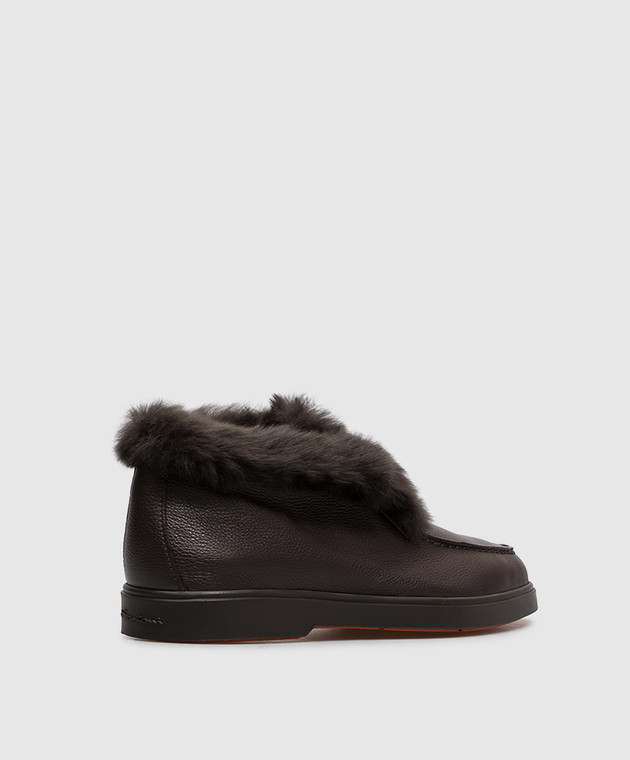 Santoni Коричневые кожаные дезерты на меху WUYA59712DKTAWKP изображение 3