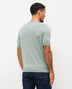 Stefano Ricci Зеленая футболка из шелка с вышивкой логотипа K616215G10F26101