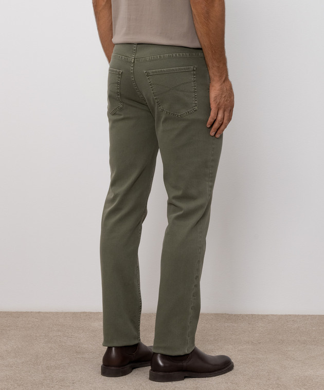 Brunello Cucinelli Джинсы цвета хаки с вышивкой эмблемы M277PB3210 изображение 3