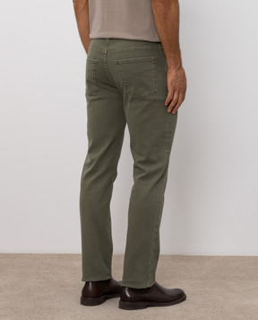 Brunello Cucinelli Джинсы цвета хаки с вышивкой эмблемы M277PB3210