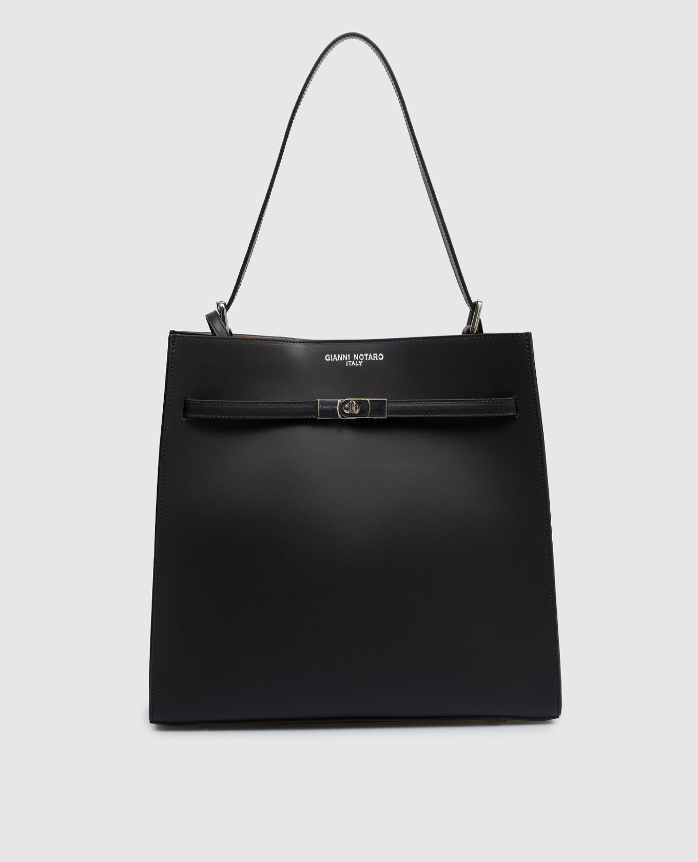 Черная кожаная сумка RUGA с принтом логотипа