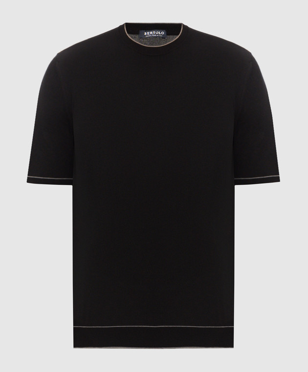 Bertolo Cashmere Черная футболка из хлопка 90220400205658