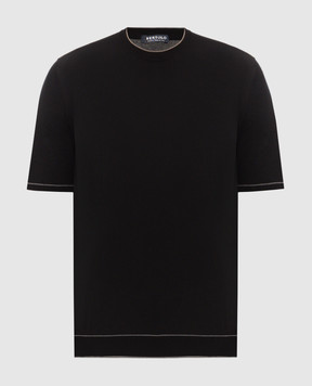Bertolo Cashmere Чорна футболка з бавовни 90220400205658