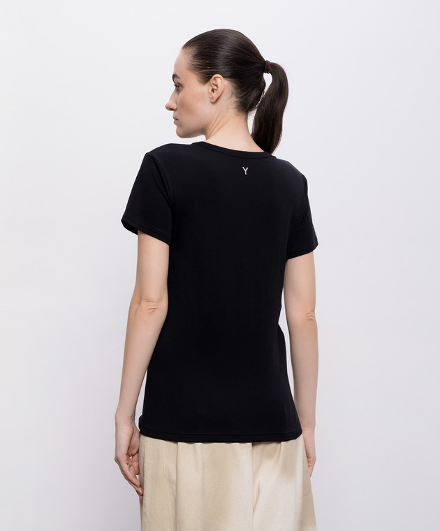 Y`S Yamamoto Черная футболка с вышивкой монограммы YKT03060 изображение 4