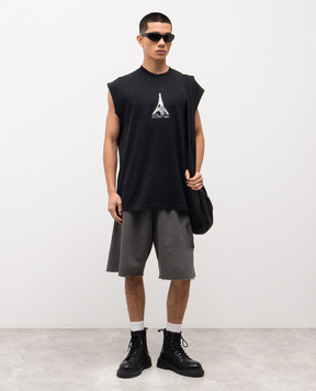 Vetements Черная футболка без рукавов Paris ME76TR262B