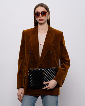 Saint Laurent Черный кожаный стеганый клатч CASSANDRE 559193CWU01