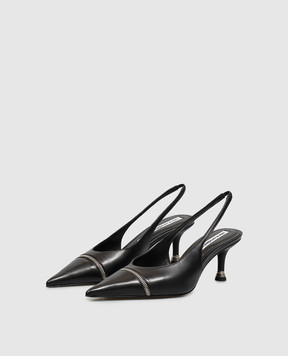 Alexander Wang Черные кожаные слингбеки SLASHER с молниями 30426P007