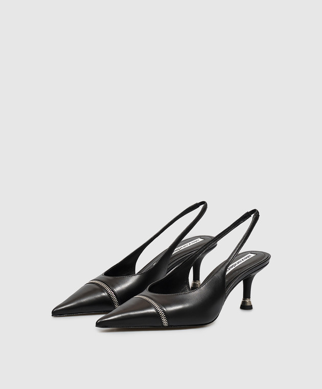 Alexander Wang Черные кожаные слингбеки SLASHER с молниями 30426P007 изображение 2