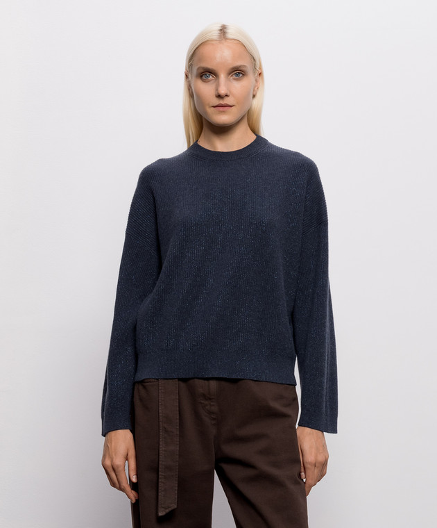 Brunello Cucinelli Синий свитер с кашемиром M1E224720 изображение 3