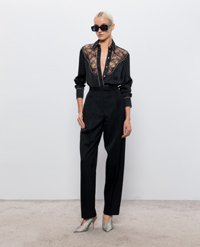 AMIRI Черная блуза с кружевом AW426SH009
