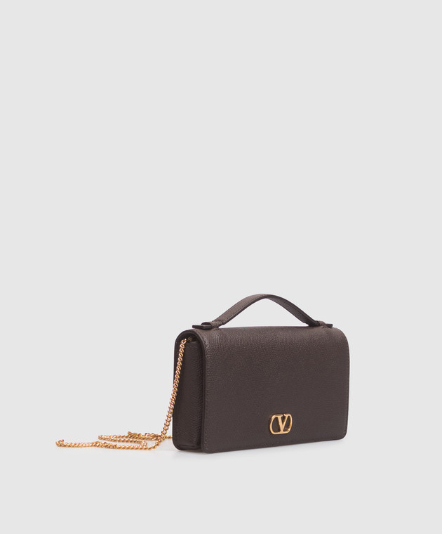 Valentino Коричневый кожаный клатч VLogo 9W2P0AU1SNP изображение 4
