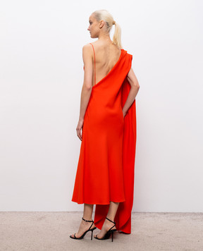 Balenciaga Красное платье на одно плечо из шелка и шерсти 872272TUT55
