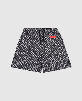 Sprayground Дитячі чорні шорти для плавання в принт монограми логотипа SPY1305BLK