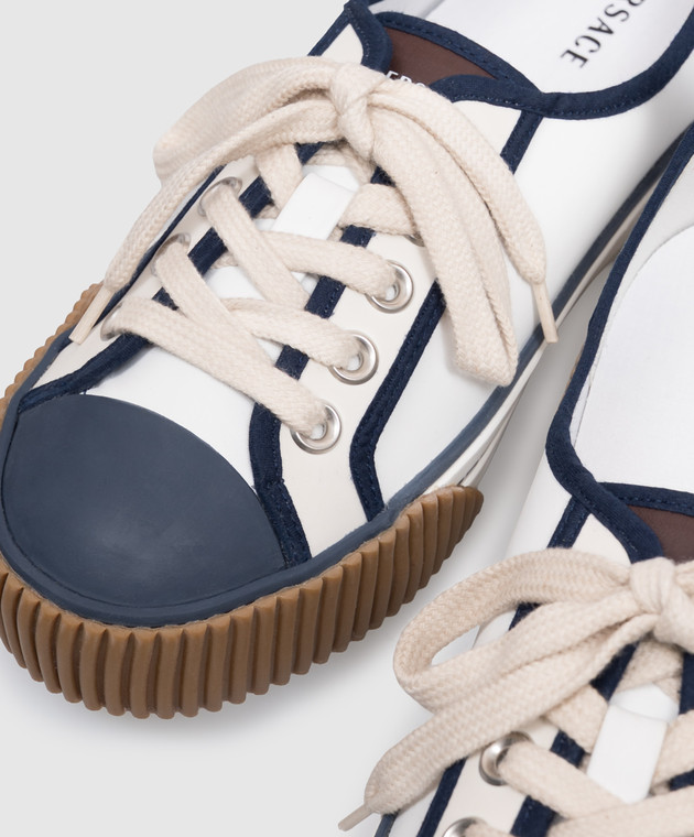 Versace Белые кожаные кеды Goliath Canvas 10248561A18389 изображение 5