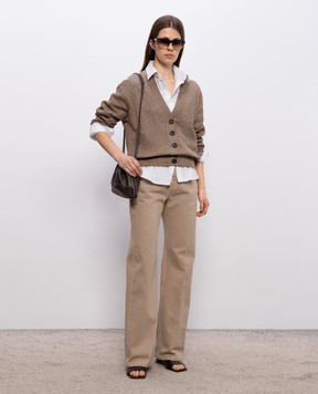 Brunello Cucinelli Бежевые джинсы с логотипом патча M0H81P5568