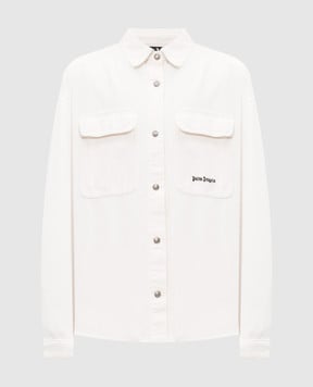 Palm Angels Джинсовая рубашка цвета айвори с вышивкой логотипа PMYD024S26DEN001