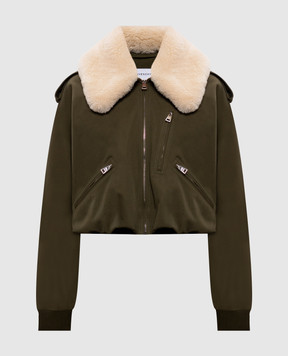 Givenchy Куртка кольору хакі з вовною та знімним хутром BW00TT164D