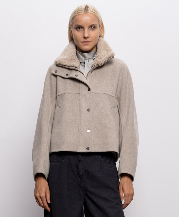 Brunello Cucinelli Бежевая куртка из шерсти и кашемира с мехом MD5327555 изображение 3