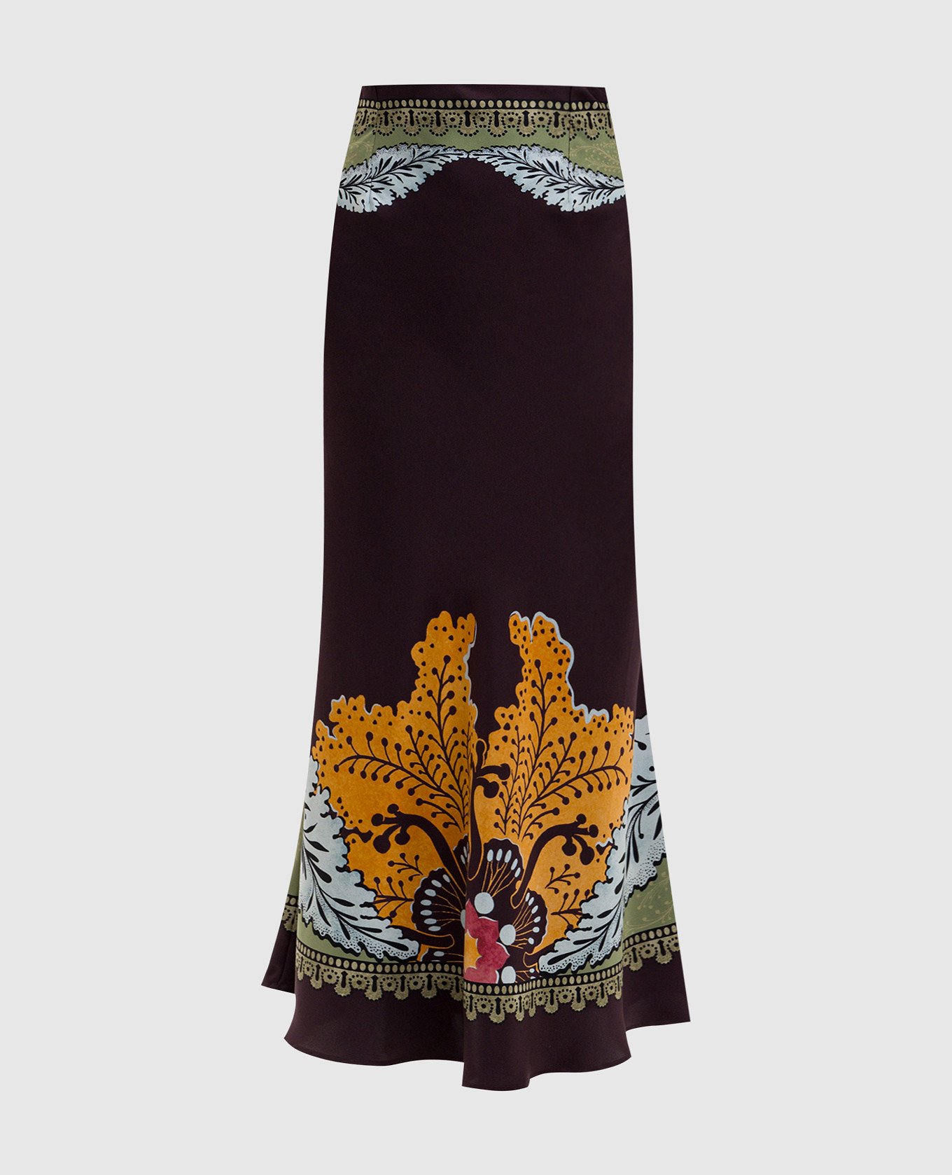 Бордовая юбка макси из шелка