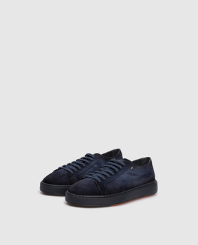 Santoni Синие замшевые кроссовки с логотипом MBCD21571OCACAOL