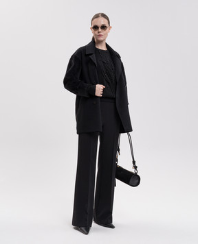 Twinset Черное двубортное пальто с шерстью 262TP2490