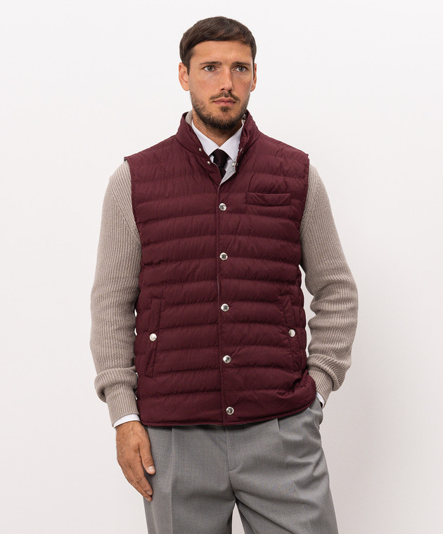 Brunello Cucinelli Бордовий пуховий жилет MV4081711 зображення 3