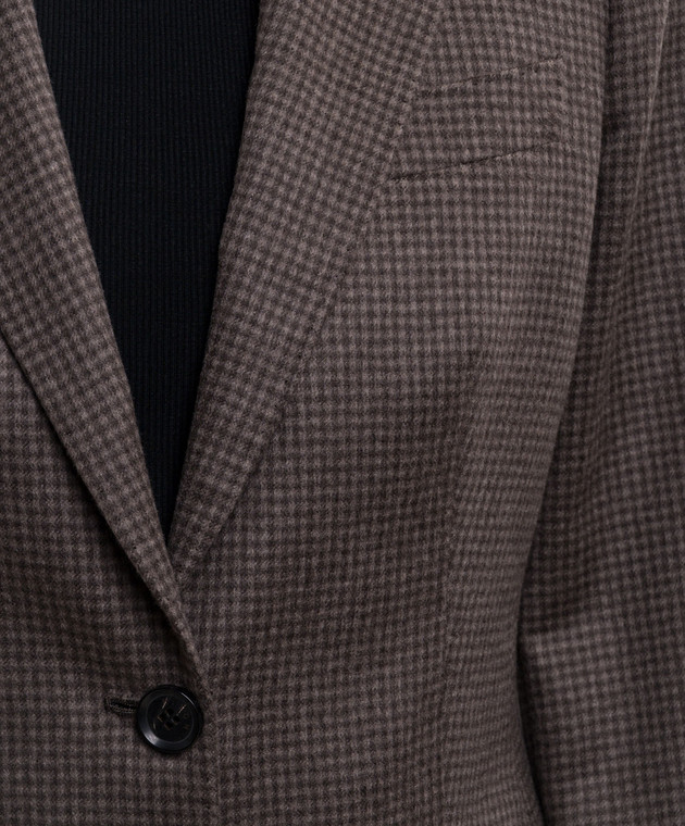 Kiton Коричневый жакет из кашемира в клетку D23501K0574I изображение 5