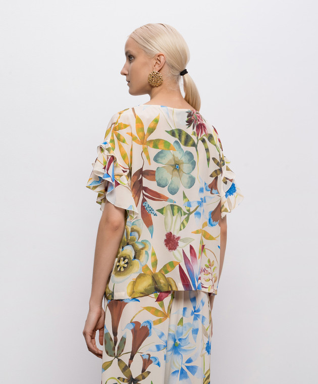Momoni Блуза Cruze цвета айвори из шелка в принт MOBL00101MO изображение 4