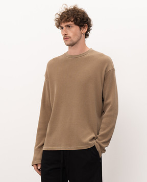 Ann Demeulemeester Коричневый лонгслив Emil Relax Boxy с принтом B0014223FA757