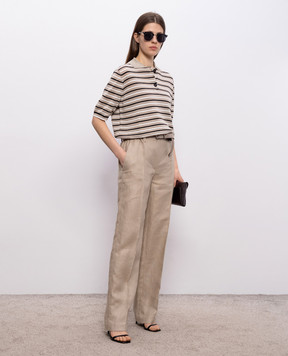 Brunello Cucinelli Бежеві штани з льону MH527P9198