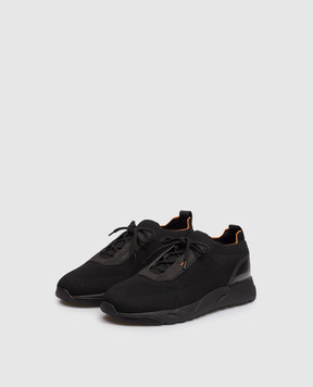 Santoni Черные кроссовки с принтом логотипа MBIO21601NERNHOD
