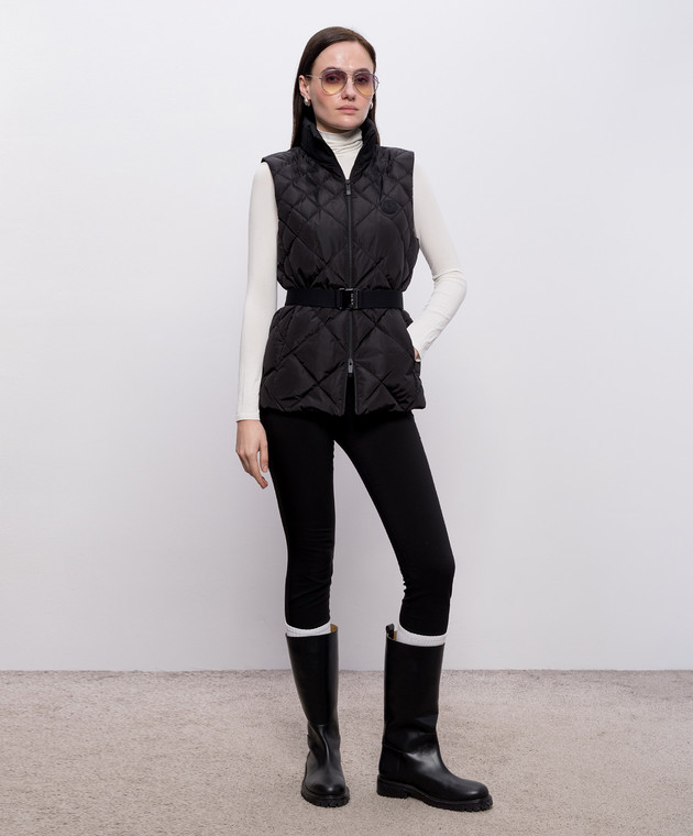 Moncler Черный пуховый жилет с нашивкой L10931A00038539ZD изображение 2