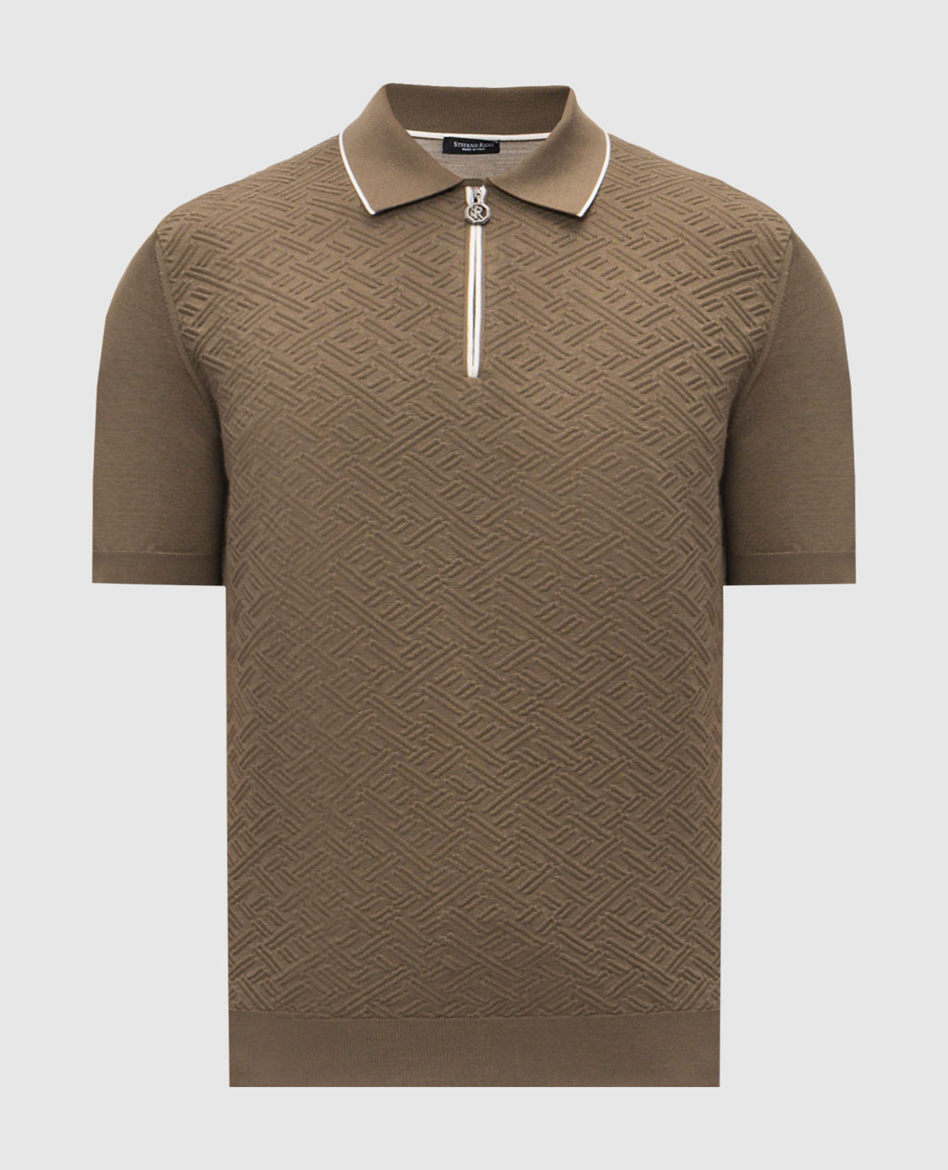 Поло из шелка цвета хаки